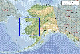 Physique carte de Alaska en anglais