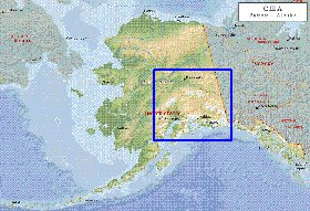 Fisica mapa de Alasca em ingles