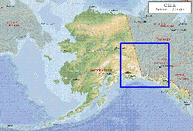 Fisica mapa de Alasca em ingles