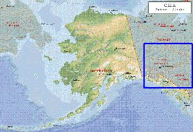 Fisica mapa de Alasca em ingles