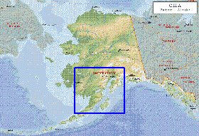 Fisica mapa de Alasca em ingles