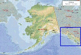 Fisica mapa de Alasca em ingles