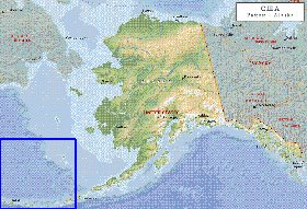 Fisica mapa de Alasca em ingles