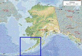 Fisica mapa de Alasca em ingles