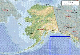 Physique carte de Alaska en anglais