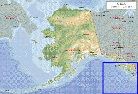 Fisica mapa de Alasca em ingles