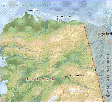 Fisica mapa de Alasca em ingles