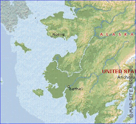 Fisica mapa de Alasca em ingles