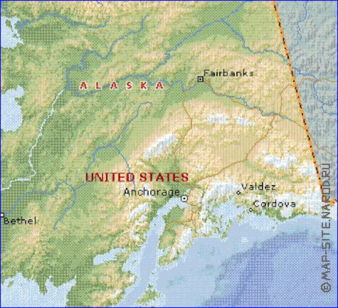 Fisica mapa de Alasca em ingles