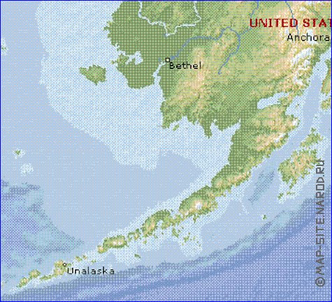 Fisica mapa de Alasca em ingles