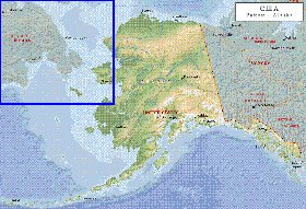 Fisica mapa de Alasca em ingles