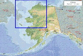 Physique carte de Alaska en anglais