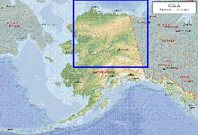 Fisica mapa de Alasca em ingles