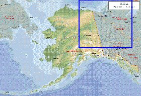 Physique carte de Alaska en anglais