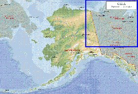 Fisica mapa de Alasca em ingles