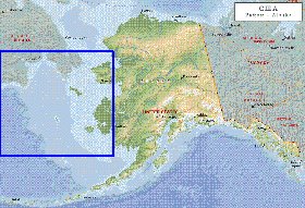 Physique carte de Alaska en anglais