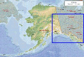 Fisica mapa de Alasca em ingles