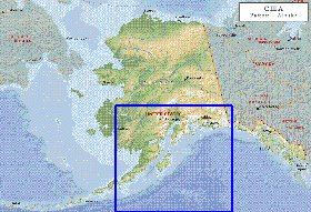 Physique carte de Alaska en anglais