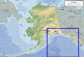 Fisica mapa de Alasca em ingles