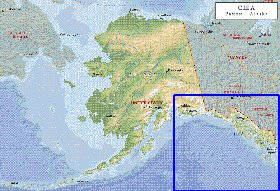 Fisica mapa de Alasca em ingles