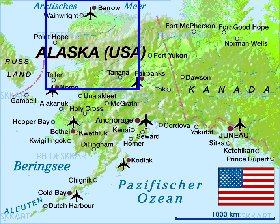 mapa de Alasca em alemao