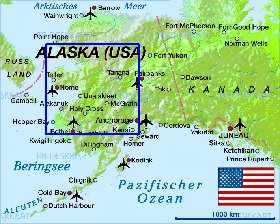 mapa de Alasca em alemao