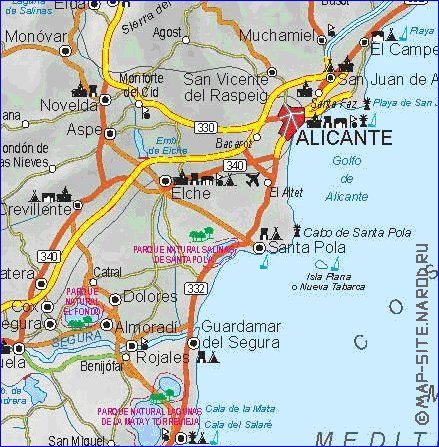 carte de  la province Province d'Alicante