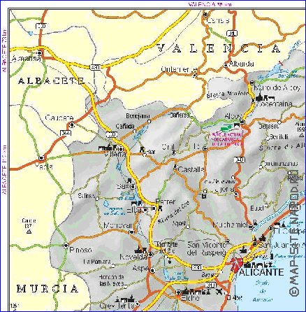 carte de  la province Province d'Alicante