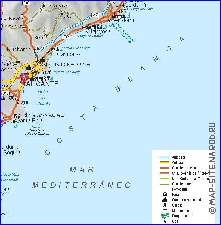 carte de  la province Province d'Alicante