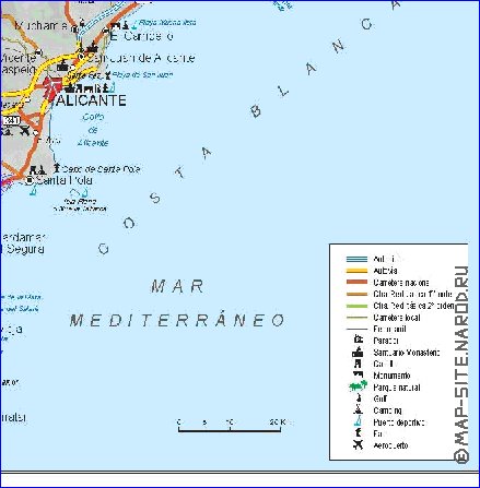 carte de  la province Province d'Alicante