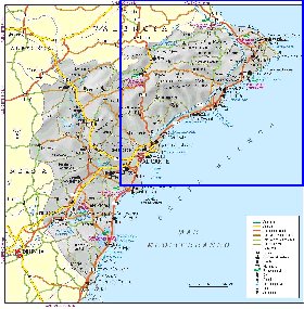 carte de  la province Province d'Alicante