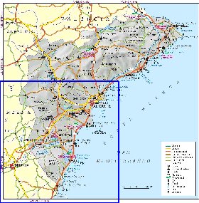 carte de  la province Province d'Alicante