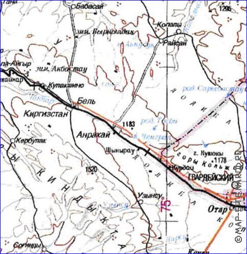 carte de Oblys d'Almaty