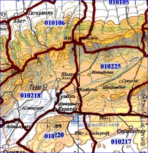 carte de Oblys d'Almaty