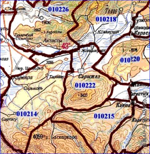 carte de Oblys d'Almaty