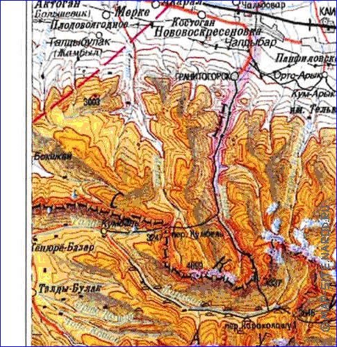 carte de Oblys d'Almaty