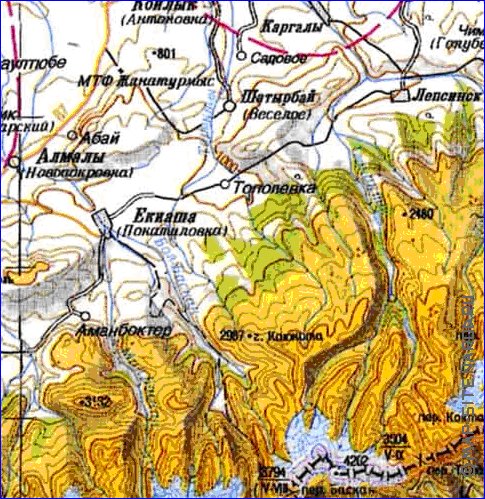 carte de Oblys d'Almaty