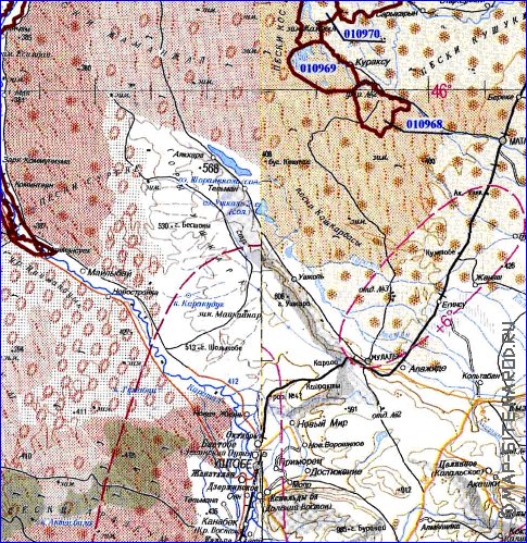 carte de Oblys d'Almaty