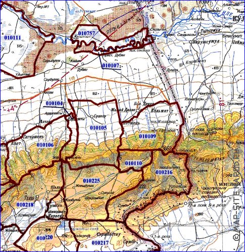 carte de Oblys d'Almaty