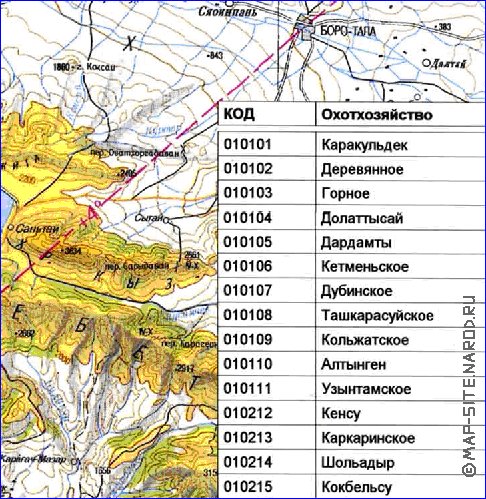 carte de Oblys d'Almaty