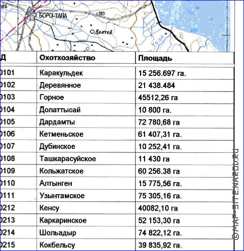 carte de Oblys d'Almaty