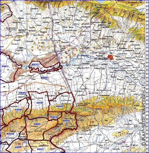 carte de Oblys d'Almaty