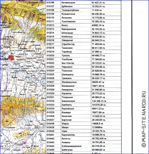 carte de Oblys d'Almaty