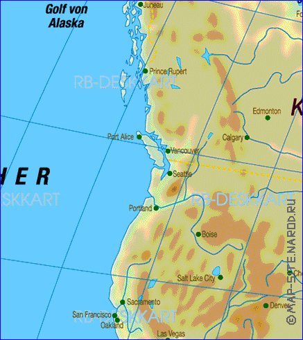 Fisica mapa de America em alemao