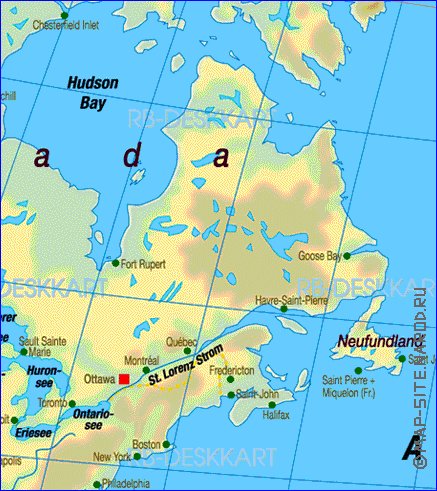 Fisica mapa de America em alemao