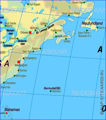 Fisica mapa de America em alemao