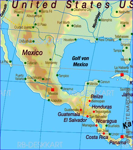 Fisica mapa de America em alemao