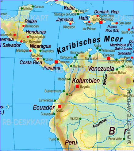 Fisica mapa de America em alemao