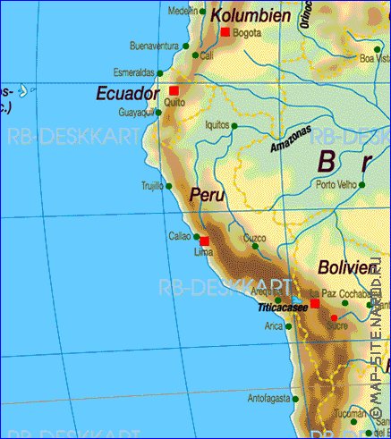 Fisica mapa de America em alemao