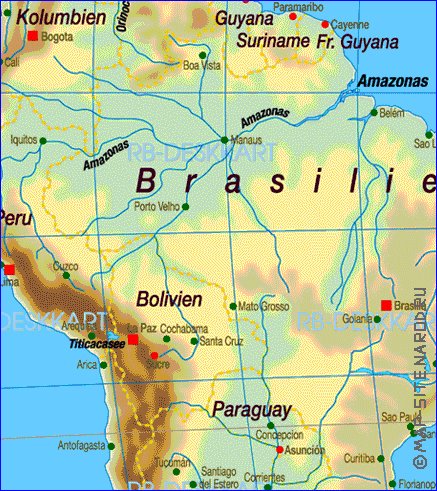 Fisica mapa de America em alemao